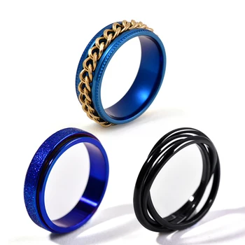 2023 Новый стиль, персонализированное универсальное колесо из титановой стали, мужские и женские кольца, набор из 3 предметов, комбинированные ювелирные подарки
