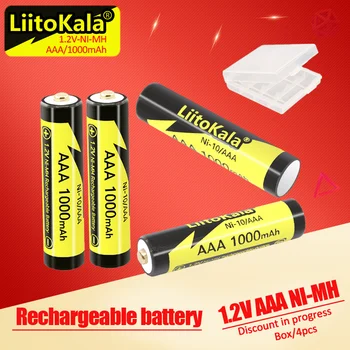 LitoKala AAA1.2V1000mAh AAA NI-MH Аккумуляторные Батареи Для Бритвы Фонарик Камера NIMH Предварительно заряженный Аккумулятор 4-50 шт. Оптом