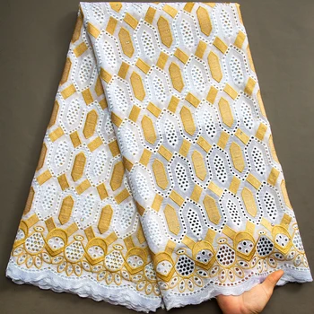 SJD LACE Африканская хлопчатобумажная кружевная ткань с кристаллами 2023 Высококачественное швейцарское вуалевое кружево из Швейцарии для женских вечерних платьев A3491