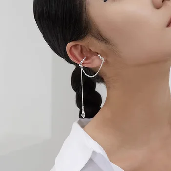 VENTFILLE Серебро 925 Пробы, двухслойный зажим для ушей неправильной формы, женский дизайн с кисточками, Простой корейский ювелирный подарок Оптом