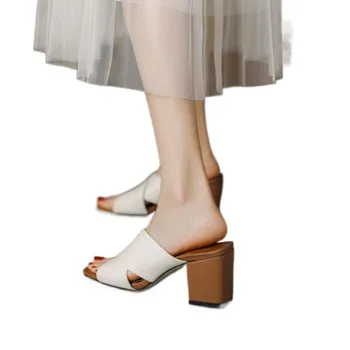 Большие размеры, большие размеры, модные босоножки на толстом каблуке, простые и элегантные женские туфли с дизайном