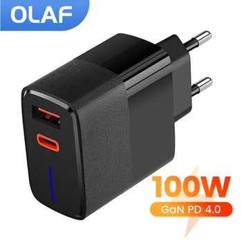 Зарядное устройство Olaf мощностью 100 Вт USB PD, быстрая зарядка мобильного телефона Type C, быстрая зарядка USB C, адаптер питания для iPhone 13 14 Xiaomi Samsung S9