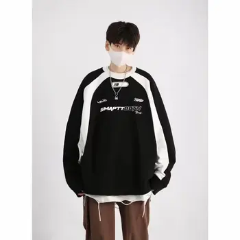 Модная винтажная толстовка Y2k, толстовки, уличная одежда, подходящая рубашка, эстетичный пуловер в корейском стиле Оверсайз, Дизайнерский топ в стиле хиппи.