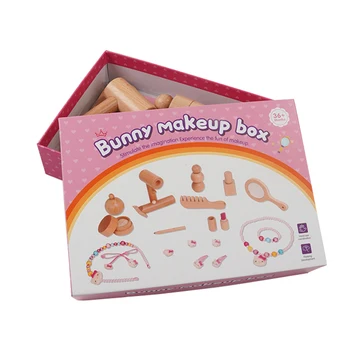 Набор игрушек для детской домашней портативной косметики Имитация наряда для девочек Деревянная Коробка для макияжа Подарок на День Рождения