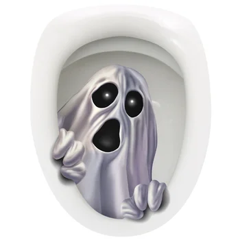 Наклейки на стену с привидениями на Хэллоуин, Оконное стекло, наклейка на туалет, украшение ванной комнаты, Самоклеящийся Съемный Водонепроницаемый противообрастающий