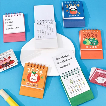 Настольный календарь Ally, мини-мультяшный ежемесячный планировщик с откидной крышкой на 2024 год для домашнего офиса, школьных украшений.