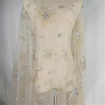 Новый марлевый материал Star Meteor Tianma, ткань для платья из горячего Золота, Полупрозрачная Марлевая ткань для платья