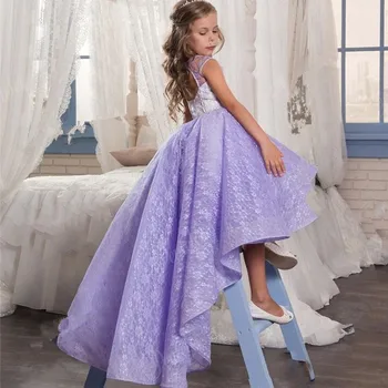Платье цветочницы 2023 с большим бантом, Высокие Низкие Платья принцессы для маленьких девочек, Пышные детские платья для Первого причастия, День рождения