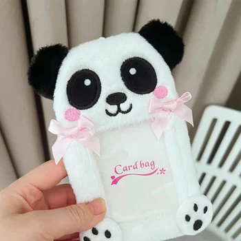 Плюшевый футляр для карточек Panda Card Case Прочный Держатель для фотокарточек Студенческие Канцелярские принадлежности Защитная крышка для карточек INS Милый Мультяшный Декоративный