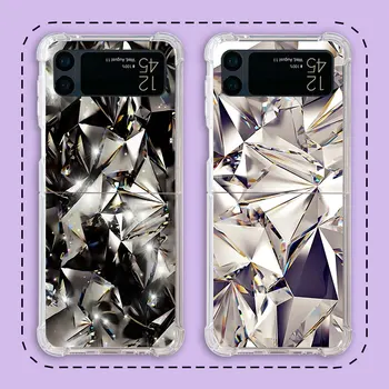 Прозрачный Мягкий Воздушный Чехол Luxury Bling Diamond Art Case для Samsung Galaxy Z Flip5 Z Flip 4 zflip ZFlip3 Z Flip 3 5G