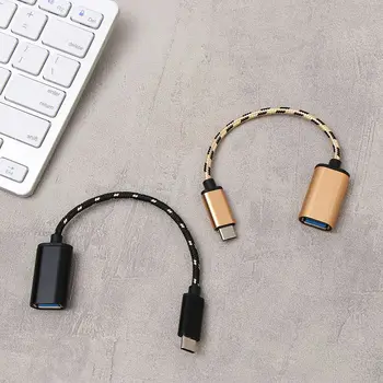 Разъемы для передачи данных USB 3.0 Типа A, аксессуары для мобильных телефонов, адаптер Type C-USB, конвертер OTG, плетеный шнур, кабель