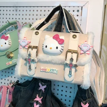 Сумка Kawaii Sanrio Hello Kitty Розовая плюшевая женская сумка для девочек, сумки-мессенджеры, кошельки и сумочки, сумки для женщин, подарки на день рождения