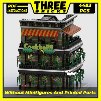 Технические кирпичи Moc, городская модель с видом на улицу, коктейль-бар, модульные строительные блоки, подарки, игрушки для детей, наборы для сборки своими руками