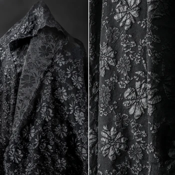 Черная жаккардовая ткань, креативная сумка-юбка в стиле ретро, дизайнерская ткань На метр, одежда для шитья своими руками, спандекс, полиэстер.