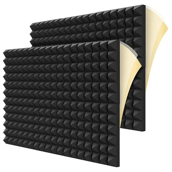 12 шт. звуконепроницаемых панелей из пенопласта, 2 дюйма x 12 дюймов x 12 дюймов в форме пирамиды, акустические панели для стен, студии, дома и офиса
