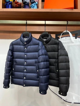 141 семейная зимняя куртка-пуховик с воротником-стойкой из белого утиного пуха, универсальное пальто