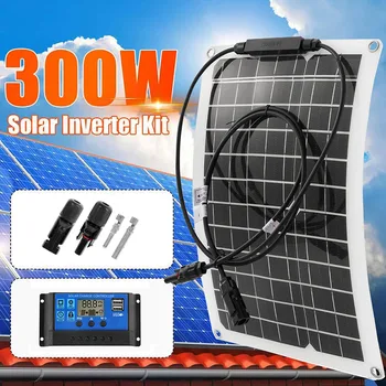 20 Вт-300 Вт Гибкая Солнечная Панель 12V Зарядное Устройство Двойной USB С Контроллером 10-100A Солнечные Батареи Power Bank для Телефона Автомобиля Яхты RV
