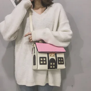 2023 Модная индивидуальность, эстетичная Креативная Женская сумка в форме дома, Корейская Мультяшная сумка через плечо для милой девочки Y2k через плечо