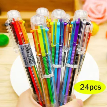24 шт Южнокорейских креативных канцелярских принадлежностей, прекрасная многоцветная шариковая ручка, стержень, Многофункциональная печать, цвет чернил или 6