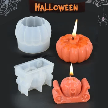 
3D тыква, силиконовая форма для свечей, Украшение ужасов на Хэллоуин, Форма для свечей, форма для воска, Цементная штукатурка, Формы для поделок из смолы, Декор для стола, Подарки