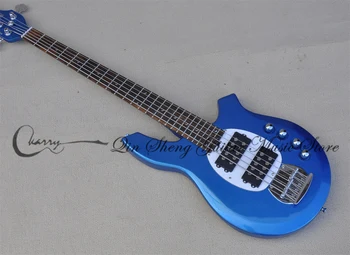 5-струнная бас-гитара metal blue bong bass звукосниматели с активной батареей HH накладка в виде жемчужной раковины хромированные тюнеры