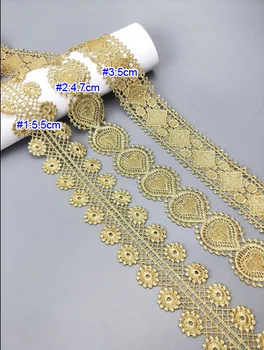 5 ярдов 3-5 см шириной золотой цветок цветочная бахрома тесьма ткань свадебное платье нижнее белье рукава кружевная отделка ленты ленты Z34E236T230716V