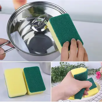 5шт Двусторонняя губка для чистки кастрюль, горшков, тарелок, щетка для мытья посуды в домашних условиях