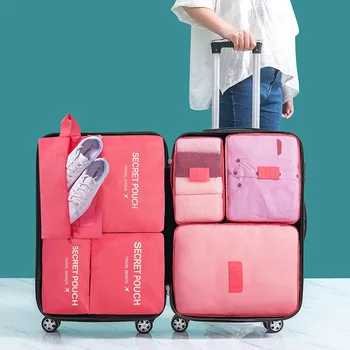 7 Комплектов органайзеров для упаковки багажа для обуви, чемодана, сумки для белья, водонепроницаемого нижнего белья, носков, кубиков для макияжа, сумок для хранения