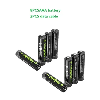 8ШТ 100% 1,5 В AAA USB быстрая зарядка литиевой батареи aaa аккумулятор Аккумуляторная батарея Без кабеля для передачи данных