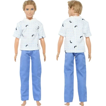 BJDBUS Мода 1 Комплект Кукольной одежды Белая Футболка Синие Брюки Повседневная Одежда Спортивная Одежда для Куклы Кен Аксессуары Детские Игрушки
