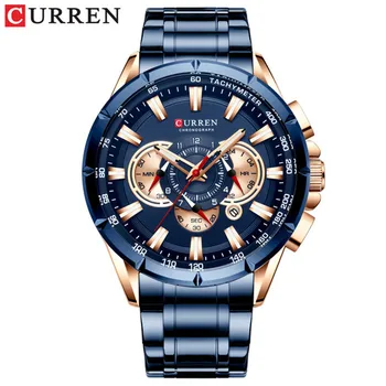 Curren / Karray 8363 мужские деловые часы на стальном ремне с кварцевым календарем, многофункциональные светящиеся мужские часы с шестью иглами