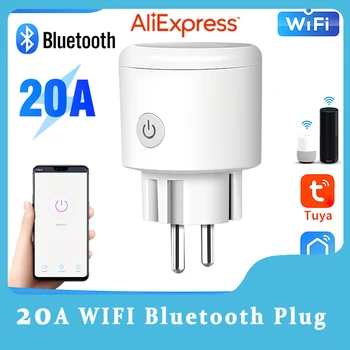 Hogar Inteligente EU Alexa 20a Wifi Bluetooth Smart Life С Монитором Питания Fire Stop Умная Розетка Eu Voice 2-Полосное Управление