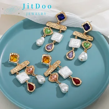 JitDoo 2023, новый оригинальный дизайн, модные серьги с цветным жемчугом в стиле барокко для женщин, элегантные Уникальные роскошные украшения, подарок премиум-класса для вечеринки.