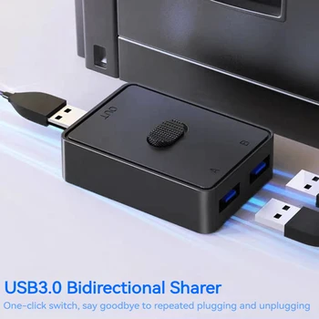 KVM USB-КОНЦЕНТРАТОР 5 Гбит/с USB 3,0 Переключатель 2 в 1 Выход KVM-Переключатель USB 3,0 Двусторонний Обмен данными для принтера, Клавиатуры, Мыши
