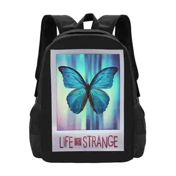 Life Is Strange Фотография бабочки Школьная сумка Рюкзак большой емкости для ноутбука Life Is Strange Бабочка Синий Макс Колфилд Косплей