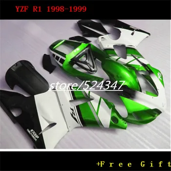 Nn-Изготовленный на заказ бесплатный комплект мотоциклетных обтекателей для 1998 1999 YZFR1 98 99 YZF R1 бело-зеленый дорожный обтекатель для Yamaha