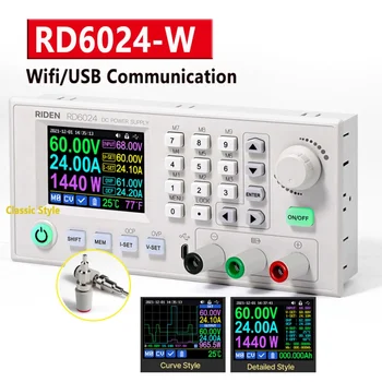 RD6024 RD6018 Цветной Экран дисплея USB 60V 24A С Регулируемым Понижающим Напряжением Постоянного Тока Настольный Источник Питания Понижающий Преобразователь Хранение Данных