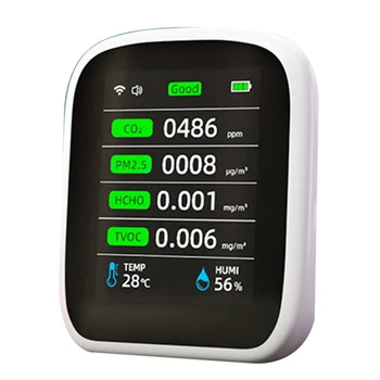 Wifi Портативный Измеритель качества воздуха 8 В 1 PM1.0 PM2.5 PM10 CO2 TVOC HCHO Тестер температуры и влажности Углекислого газа