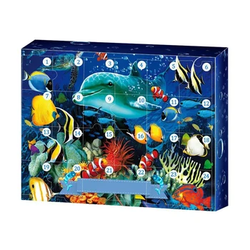 Адвент-Календарь Ocean World Подарочная Коробка С 24-Дневным Обратным Отсчетом Sea World Party Favor Игрушка для Девочек Мальчиков Подростков Детей