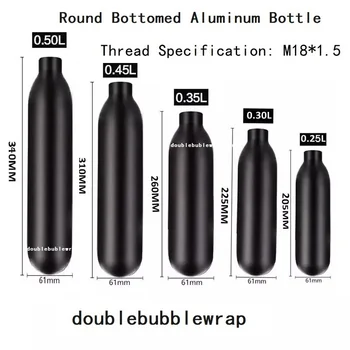 Алюминиевая бутылка с круглым дном, резьба M18 * 1.5 4500 фунтов на квадратный дюйм, баллон для дайвинга, Аквариумное растение, резервуар для CO2, Кислородный баллон для дайвинга