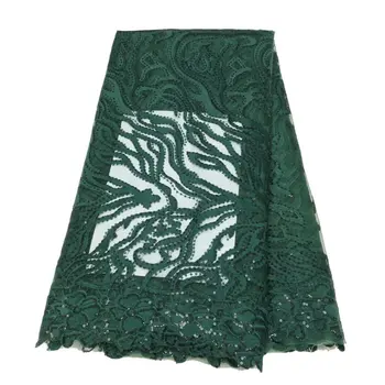 Африканская кружевная ткань 2023, высококачественное зеленое кружево с блестками, Французское Нигерийское сетчатое кружево, тюль, сетчатые ткани для свадебного шитья