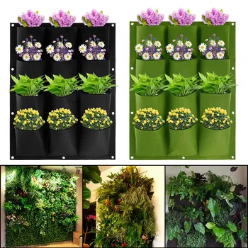 Вертикальные настенные сумки для выращивания растений, 12 ячеек, нетканые дышащие карманы для плантатора, Многоразовый подвесной контейнер для посадки растений на стене
