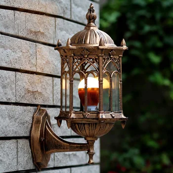 Винтажный настенный светильник LED, настенное бра из античной латуни, домашний декор, светильник на крыльце для спальни, Садовый светильник в помещении и на улице