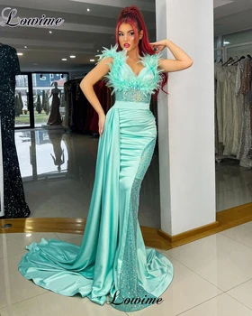 Выпускные платья Tiffany Green Mermaid для женщин 2023 Элегантные свадебные платья с жемчугом Коктейльные платья Vestidos De Noche