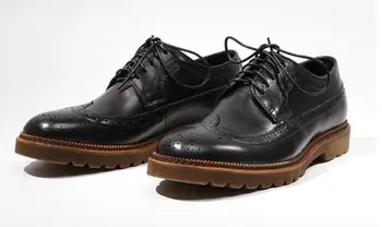 Высококачественные низкие туфли на шнуровке, модная повседневная обувь ручной работы, туфли-броги, мужская деловая обувь в стиле ретро из натуральной кожи