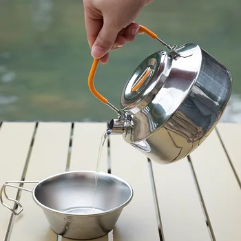 Высококачественный Портативный походный чайник для кипячения воды объемом 1 л из нержавеющей стали, Уличный чайник для воды, Кофейник, посуда для пикника