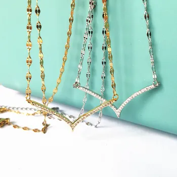 Геометрическое ожерелье с подвеской в виде чайки для женщин и девочек, простое золотое и серебряное ожерелье с цирконом, модные украшения