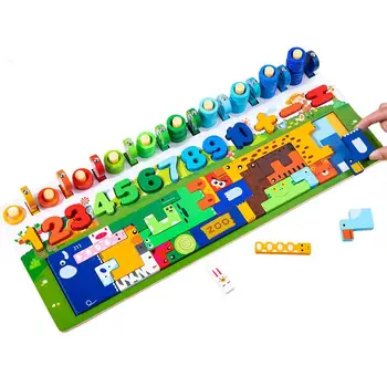 Деревянные пазлы с цифрами, игрушки Монтессори для малышей, Сортировка, Игра для подсчета, занятия для малышей, игрушки для дошкольного обучения математике Для