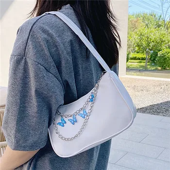 Женские сумки через плечо с цепочкой-бабочкой, женские сумки, женская маленькая сумка для покупок, модная сумка-кошелек из искусственной кожи, новинка 2023 года.