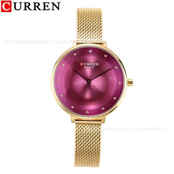 Женские часы Curren 9029, водонепроницаемые кварцевые часы из нержавеющей стали, Корейские модные повседневные женские часы